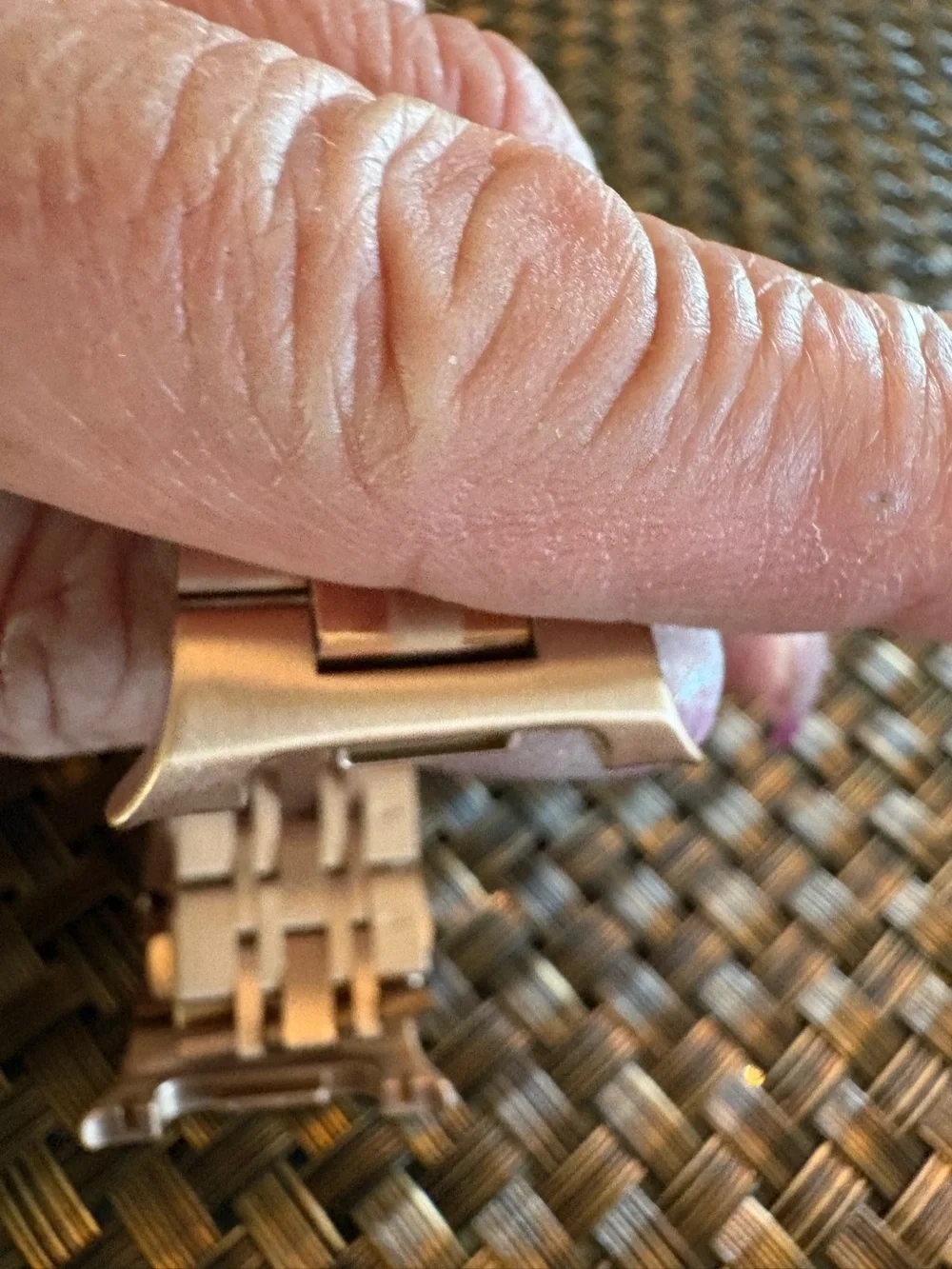 Watch Band- Stainless Steel Rose gold watch band. I am not sure on the size